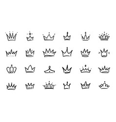 Doodle Crown Hand Drawn Set Princess Crown