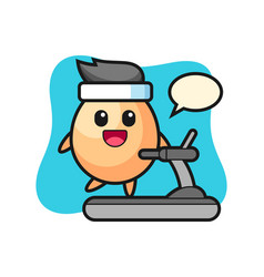 Egg Cartoon Character Walking On Treadmill