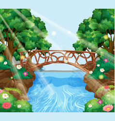 Enchanted Garden Background With Stone Bridge