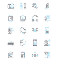 Virtual Shopping Linear Icons Set E-commerce