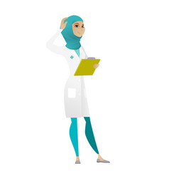 Young Muslim Doctor Scratching Her Head