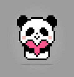 8 Bit Pixels Panda Holding Love Pixel Animals