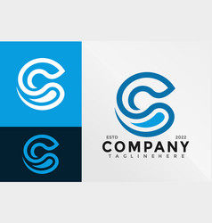 Letter C Wave Logo Design Template