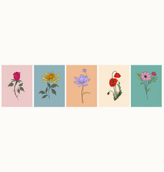 Set Of Floral Card Templates Colorful