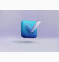 3d Blue Check Mark Icon Approvement Concept