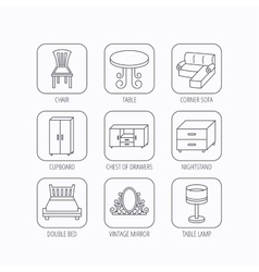 Corner Sofa Table And Cupboard Icons