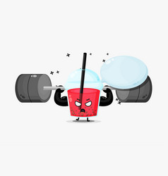 Cute Bubble Tea Mascot Raises A Barbell