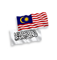 Flags Of Taliban And Malaysia On A White