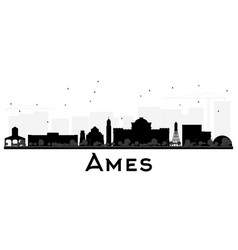 Ames Iowa Skyline Black And White Silhouette