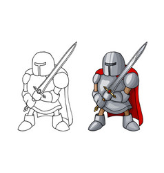 Cartoon Medieval Confident Knight With Broad Sword