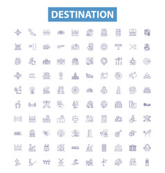 Destination Line Icons Signs Set