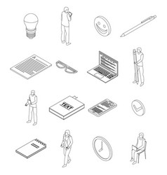 Copywriter Icons Set Outline