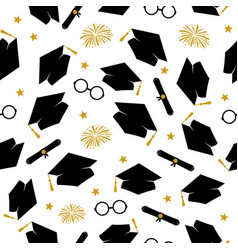 Funny Graduation Seamless Pattern Throwing Caps