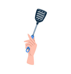 Hand Holding Spatula Instrument As Cooking Utensil