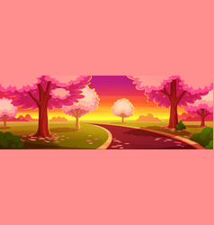 Sakura Blossom Park Road Cartoon