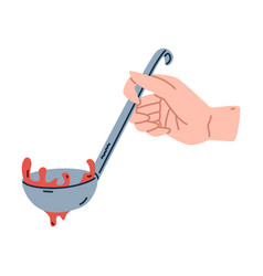 Hand Holding Ladle With Soup As Cooking Utensil