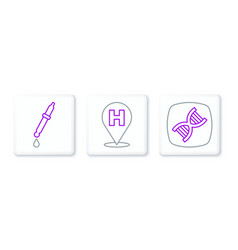 Set Line Dna Symbol Pipette And Location Hospital