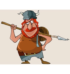 Cartoon Viking Red Man With A Weapon