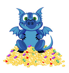 Cute Dragon And Treasure On Theme Fantasy