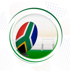 Flag Of South Africa On Rugby Ball Round