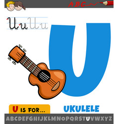 Letter U From Alphabet With Cartoon Ukulele