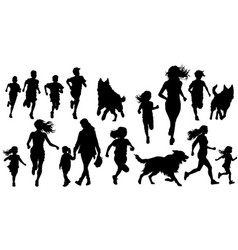 Black Set Of Silhouettes Parents And Children