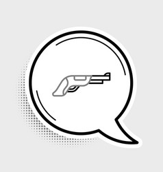 Line Vintage Pistol Icon Isolated On Grey