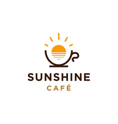 Coffee Logo With Sunrise Sunset And Sea Water