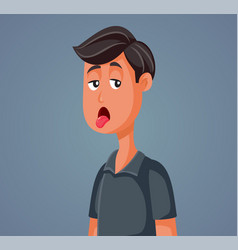 Frustrated Young Man Sticking Tongue Out Cartoon