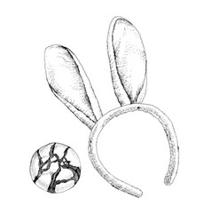 Easter Bunny Ears With Cookies On White Background