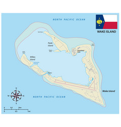 Map Wake Island Atoll With Flag