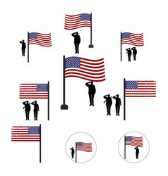 Usa Flag With Soldiers Silhouette Salute