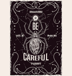 Halloween Poster With Spider In Steampunk Style