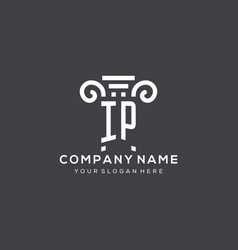 Monogram Ip Logo For Law Firm With Pillar Icon In