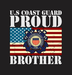 Us Coast Guard Proud Brother With American Flag G