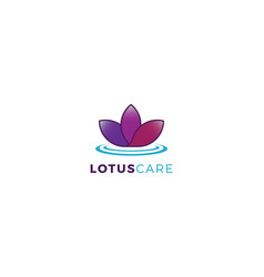 Purple Color Lotus With Water Wave Aesthetic Logo