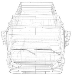 Flatbed Truck Wire-frame Line Isolated