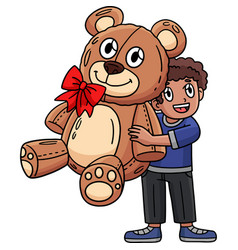 Circus Child With Giant Teddy Bear Cartoon Clipart