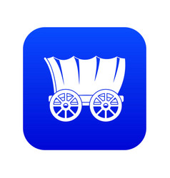 Ancient Western Covered Wagon Icon Digital Blue