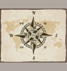 Retro Nautical Compass Hand Drawn Wind Rose