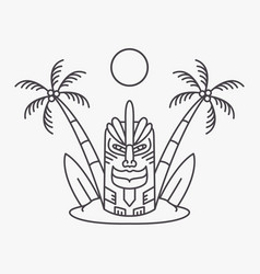 Tiki Island Summer Holiday Monoline Design