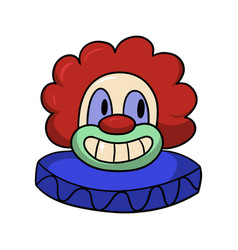 Bright Clown Mask In A Red Wig