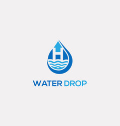 H Letter With Water Waves Drops Logo