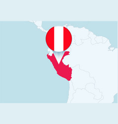 America With Selected Peru Map And Peru Flag Icon