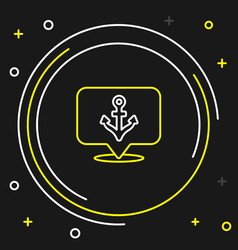 Line Anchor Icon Isolated On Black Background