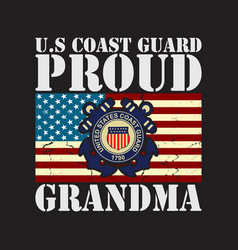 Us Coast Guard Proud Grandma With American Flag G