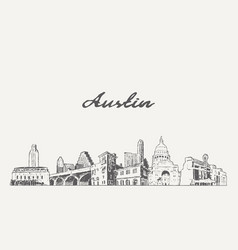 Austin Skyline Texas Usa Hand Drawn Sketch