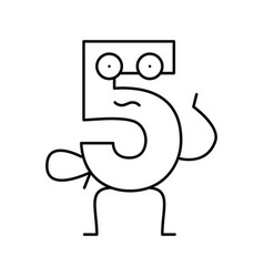 Five Number Character Line Icon