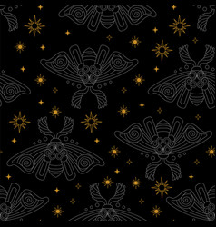 Moth And Stars Seamless Pattern