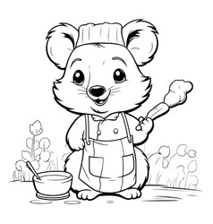 Black And White Cartoon Of Mouse Chef